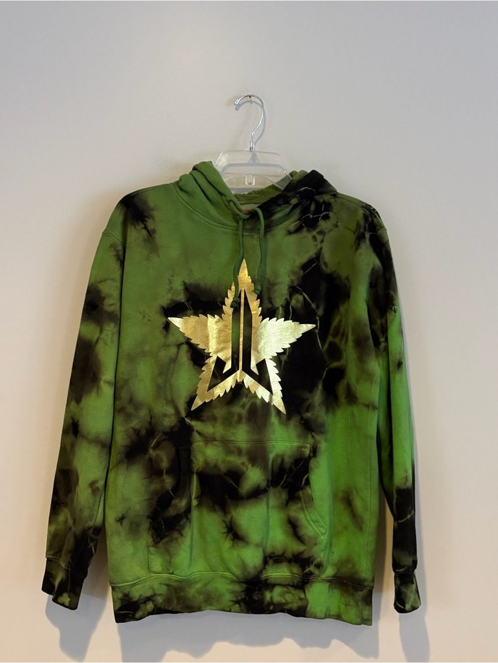 Jeffree Star Green and Black Tie-Dye Hoodie with Gold Metallic Star Size M